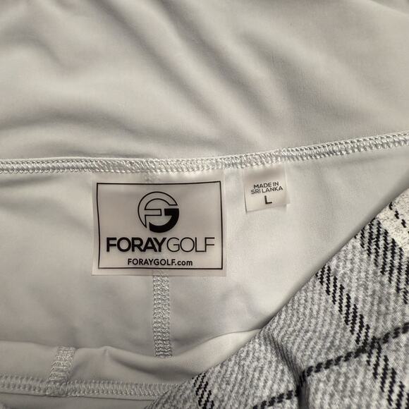 Foray Golf Skirt Skort Women's Large Gray Plaid Nylon Under Shorts Stretch - Picture 2 of 7